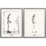 Alberto Giacometti: 2 Bilder 'Dessin I (Groß und Klein) + II (Schreitender Mann)' im Set