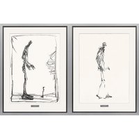 Alberto Giacometti: 2 Bilder 'Dessin I (Groß und Klein) + II (Schreitender Mann)' im Set