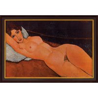 Amedeo Modigliani: Bild 'Liegender Frauenakt auf weißem Kissen' (1917), gerahmt