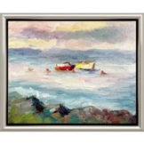 Anke Gruss: Bild 'Abendstimmung am Bodensee' (2022) (Original / Unikat), gerahmt