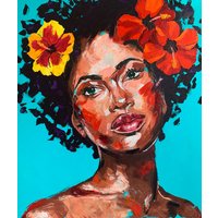 Anna Schellberg: Bild 'Caribbean Queen' (2024) (Original / Unikat), auf Keilrahmen