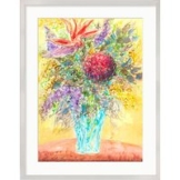 Ansgar Skiba: Bild 'Blumenstrauß in hellblauer Vase' (2016-2017) (Original / Unikat), gerahmt