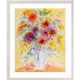 Ansgar Skiba: Bild 'Blumenstrauß in hellblauer Vase' (2016) (Original / Unikat), gerahmt