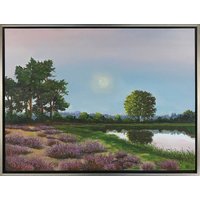 Arnold Voet: Bild 'Abend am Heideweiher' (2022) (Original / Unikat), gerahmt