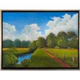 Arnold Voet: Bild 'Wanderweg am Flüsschen' (2025) (Original / Unikat), gerahmt