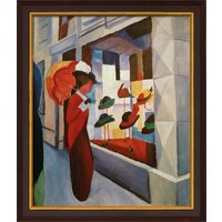 August Macke: Bild 'Frau mit Sonnenschirm vor einem Hutladen' (1914), gerahmt