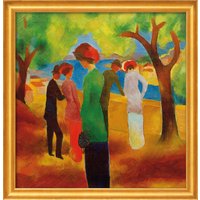 August Macke: Bild 'Mädchen in grüner Jacke' (1913), gerahmt