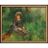 Auguste Renoir: Bild 'Aline Charigot mit Hund' (1880), gerahmt