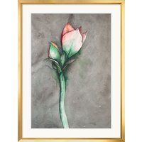 Bruno Bruni: Bild 'Amaryllis III' (Original / Unikat), Version goldfarben gerahmt