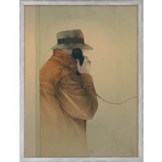 Bruno Bruni: Bild 'Ein entscheidender Anruf' (1985), Version silberfarben gerahmt
