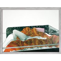 Bruno Bruni: Bild 'Il letto rigato' (1991), Version silberfarben gerahmt