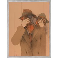 Bruno Bruni: Bild 'Zwei, die sich nicht fotografieren lassen wollen' (1985), Version silberfarben gerahmt
