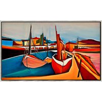 Christin Lutze: Bild 'Im Hafen' (2024) (Original / Unikat), gerahmt