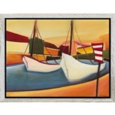 Christin Lutze: Bild 'Segelboote' (Original / Unikat), gerahmt
