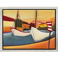 Christin Lutze: Bild 'Segelboote' (Original / Unikat), gerahmt