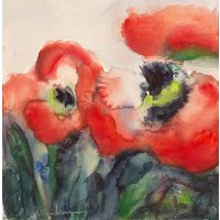 Christine Kremkau: Bild 'Drei Mohnblüten' (2023) (Original / Unikat), ungerahmt