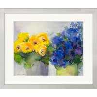 Christine Kremkau: Bild 'Gelb und Blau' (2016) (Original / Unikat), gerahmt