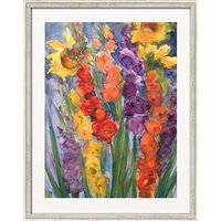 Christine Kremkau: Bild 'Gladiolen und Sonnenblumen' (2012), gerahmt