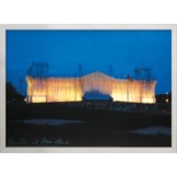 Christo und Jeanne-Claude: Bild 'Reichstag Vorderseite nachts', gerahmt