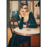 Ekaterina Moré: Bild 'Vin Rouge - A Café Interlude' (2024) (Original / Unikat), gerahmt