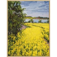 Frank Suplie: Bild 'Raps bei Boknis an der Schlei' (2023) (Original / Unikat), gerahmt