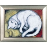 Franz Marc: Bild 'Die weiße Katze' (Kater auf gelbem Kissen) (1912), gerahmt