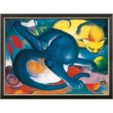 Franz Marc: Bild 'Zwei Katzen, blau und gelb' (1912), gerahmt
