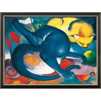Franz Marc: Bild 'Zwei Katzen, blau und gelb' (1912), gerahmt