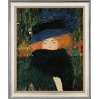 Gustav Klimt: Bild 'Bildnis einer Frau mit Hut und Federboa' (1909), gerahmt