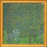 Gustav Klimt: Bild 'Rosensträucher unter Bäumen' (1905), gerahmt