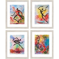 Helge Leiberg: 4 Bilder im Set, Version silberfarben gerahmt