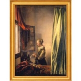 Jan Vermeer van Delft: Bild 'Brieflesendes Mädchen am offenen Fenster' (1658), gerahmt