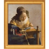 Jan Vermeer van Delft: Bild 'Die Spitzenklöpplerin' (1669-70), gerahmt