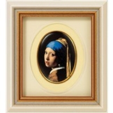 Jan Vermeer van Delft: Miniatur-Porzellanbild 'Das Mädchen mit dem Perlenohrring' (1665), gerahmt