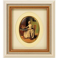 Jean-Étienne Liotard: Miniatur-Porzellanbild 'Schokolade trinkende Dame' (um 1744), gerahmt