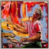Jürgen Born: Bild 'Drummer in Motion - Bill Bruford' (2018) (Original / Unikat), gerahmt