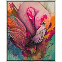 Kristin Preugschat: Bild 'Flamingo Flora' (2025) (Original / Unikat), gerahmt