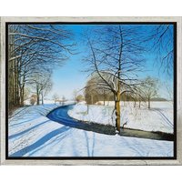 Leo Windeln: Bild 'Flusslandschaft im Winter' (2025) (Original / Unikat), gerahmt