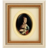 Leonardo da Vinci: Miniatur-Porzellanbild 'Dame mit Hermelin' (1488-90), gerahmt