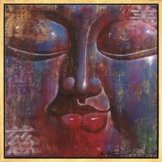 Ma Tse Lin: Bild 'Kleiner Buddha, blau', gerahmt