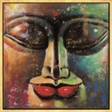 Ma Tse Lin: Bild 'Kleiner Buddha, gold-grün', gerahmt