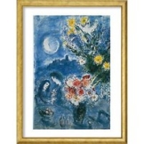 Marc Chagall: Bild 'Abenderinnerung' (1959), Version braun matt-goldfarben gerahmt