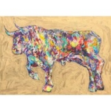 Nicole Leidenfrost: Bild 'Golden Bull' (2022) (Original / Unikat), auf Keilrahmen
