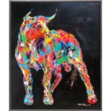 Nicole Leidenfrost: Bild 'Happy Mood Bull' (2022) (Original / Unikat), gerahmt