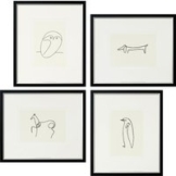 Pablo Picasso: 4 Tierbilder im Set, gerahmt