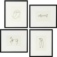 Pablo Picasso: 4 Tierbilder im Set, gerahmt