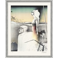 Paul Wunderlich: Bild 'Paar mit Hund' - aus Grafikfolge 'Lithografien II', gerahmt