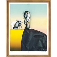 Paul Wunderlich: Bild 'Schöne Dame gut bewacht', gerahmt