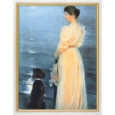 Peder Severin Kroyer: Bild 'Sommerabend bei Skagen (Mondlicht am Meer)' (1892), gerahmt