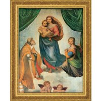 Raffaelo Santi: Bild 'Sixtinische Madonna' (um 1513), gerahmt